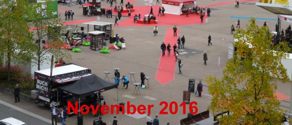 frankfurter buchmesse 2016,innenhof vom messegelände frankfurt